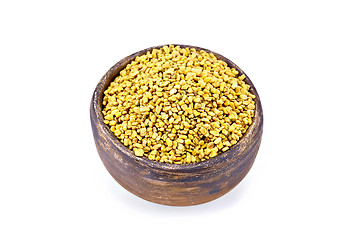 Image showing Fenugreek in clay bowl