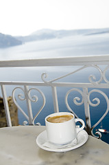 Image showing coffe cafe greek island view santorini