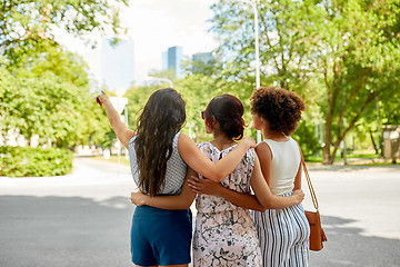 Image showing young women or friends hugging at summer park