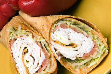 Image showing turkey and swiss wrap sandwich