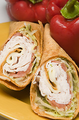 Image showing turkey and swiss wrap sandwich