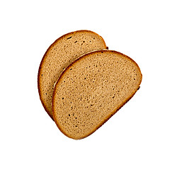 Image showing Two fresh baked bread slices isolated on white background.