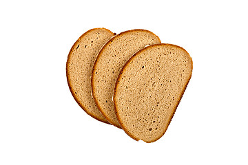 Image showing Three fresh bread slices isolated on white background. 