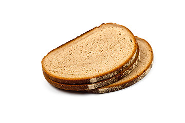 Image showing Stack of three fresh bread slices isolated on white.