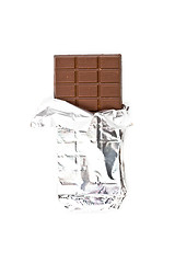 Image showing Chocolate bar in foil isolated on white background.