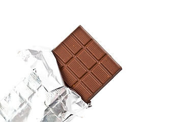 Image showing Chocolate bar in foil isolated on white background.