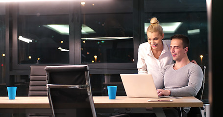 Image showing young designers in the night office