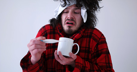 Image showing Man with flu and fever