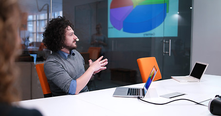 Image showing Startup Business Team At A Meeting at modern office building