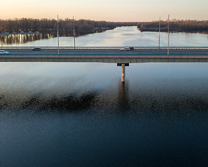 Image showing Aerial view of the North bridge with car traffic in Kiev, Ukraine