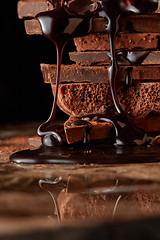 Image showing Heap of broken pieces chocolate