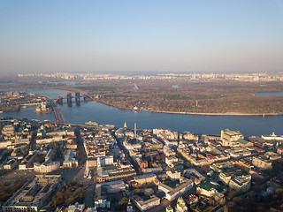 Image showing Aerial view Dnieper River and Podolsky District, Kiev, Ukraine