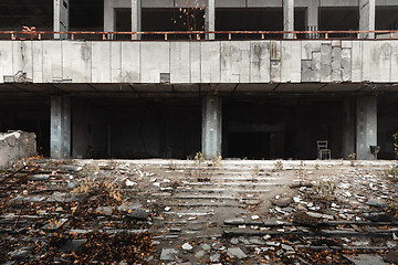 Image showing Abandoned building exterior in the city of Pripyat 2019