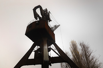 Image showing Rusty old industrial dock cranes at Chernobyl Dock, 2019