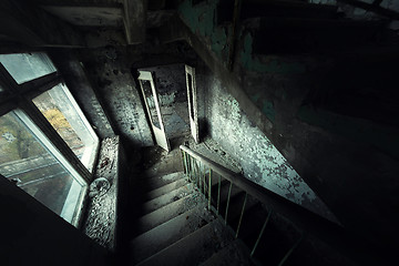 Image showing Abandoned staircase angle shot