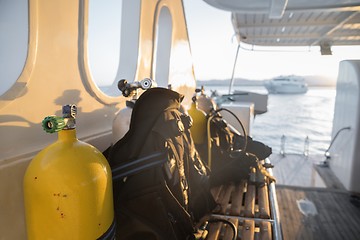 Image showing Diving equipment on the boat