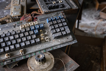 Image showing Dirty old mechanical keyboard