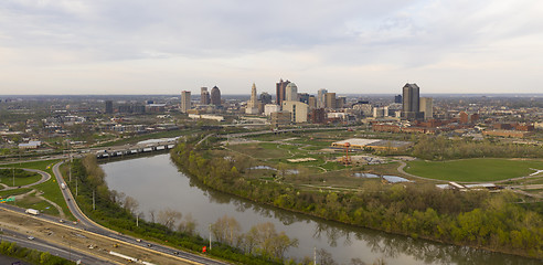 Image showing Sunset comes to the downtown urban core of Columbus Ohio 