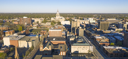 Image showing Dawn Light Hits Downtown State Capitol Building Sprigfield Illin