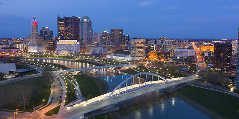 Image showing Night Falls on the Downtown Urban Core of Columbus Ohio