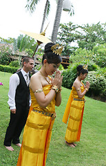 Image showing SAMUI - AUGUST 1: Traditional Thai dancers perform during a wedd