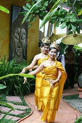 Image showing SAMUI - AUGUST 1: Traditional Thai dancers perform during a wedd