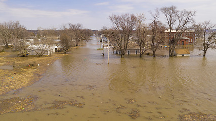 Image showing The Town of Pacific Junction Iowa is completely Submerged in the