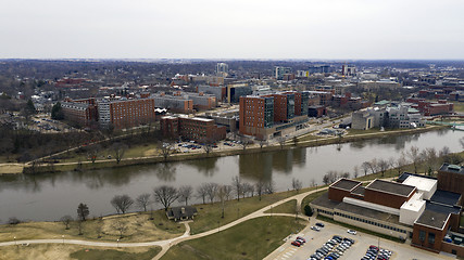 Image showing Overcast Day Over the River at Iowa City