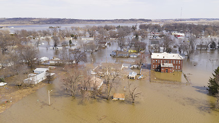 Image showing The Town of Pacific Junction Iowa is completely Submerged in the