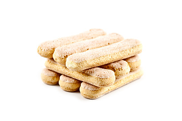 Image showing Traditional italian savoiardi ladyfingers cookies, biscuits.