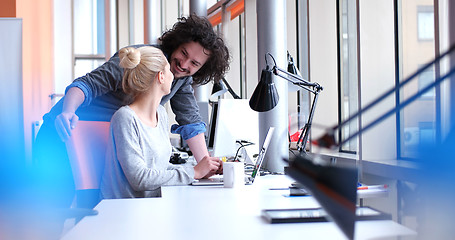 Image showing Business People Working With laptop in office