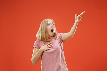 Image showing A portrait of surprised screaming woman