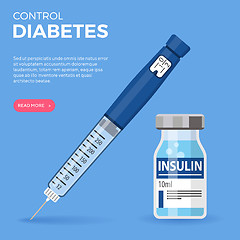 Image showing Diabetes Insulin Pen Syringe and Vial