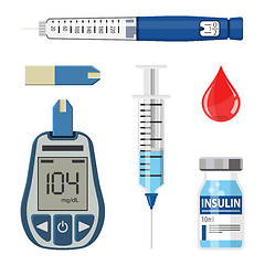 Image showing Diabetes and Insulin Icons Set