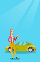 Image showing Woman holding keys to her new car.