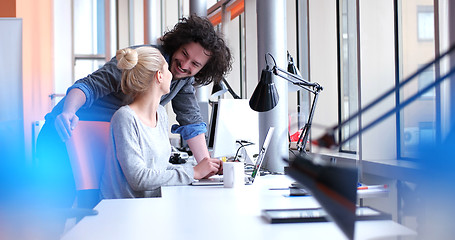 Image showing Business People Working With laptop in office