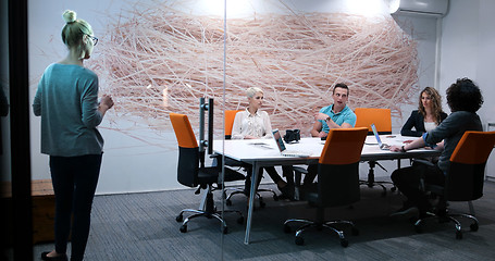 Image showing Startup Business Team At A Meeting at modern office building