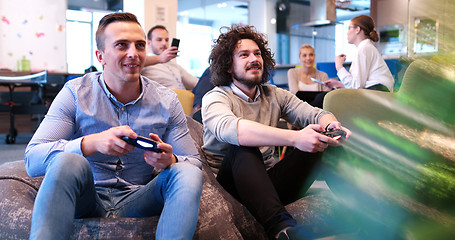 Image showing Office Workers Playing computer games