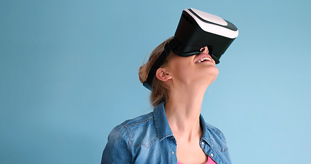 Image showing woman using VR headset glasses of virtual reality