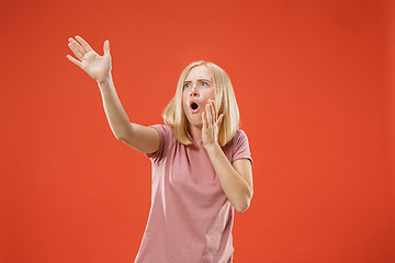 Image showing A portrait of surprised screaming woman