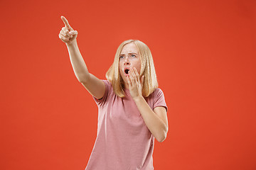 Image showing A portrait of surprised screaming woman