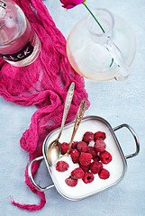 Image showing desert with raspberry