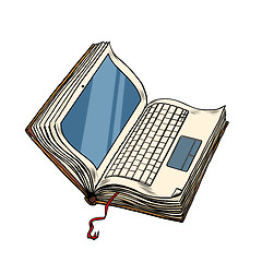Image showing book laptop electronic library, online education isolate on white background