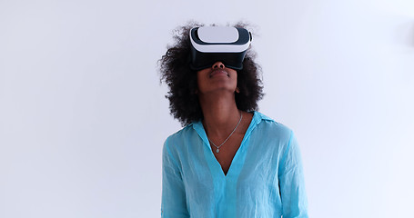 Image showing black girl using VR headset glasses of virtual reality