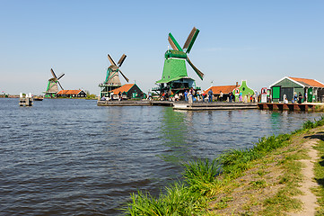 Image showing Traditional Dutch windmills in Zaanse Schans, Netherlands