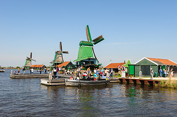 Image showing Traditional Dutch windmills in Zaanse Schans, Netherlands