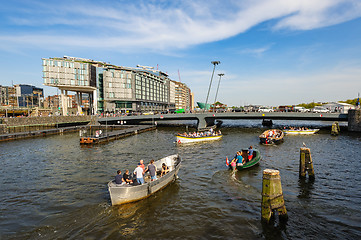 Image showing Sightseeng in front of DoubleTree Hilton hotel, around the Central Station of Amsterdam