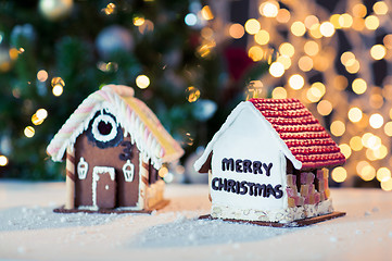 Image showing close up of christmas gingerbread houses