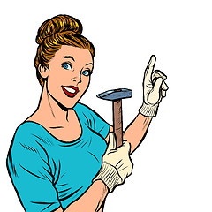 Image showing a woman with a hammer