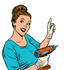 Image showing woman with hand drill